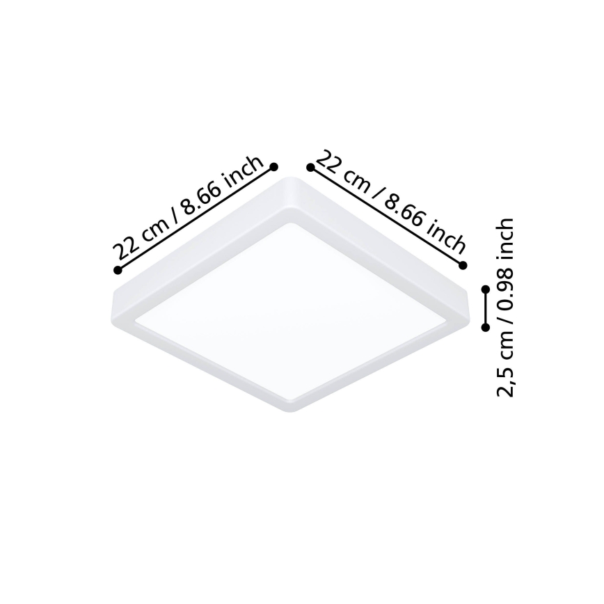 Eglo - Plafonnier LED 10,5 W, 230 V, 2700/4000/6500 K, 22 x 22 cm, blanc