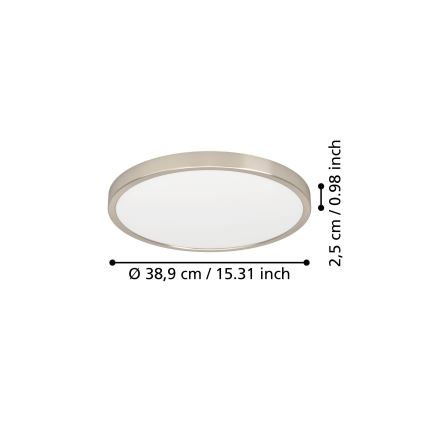 Eglo - Plafonnier LED 17 W (230 V), températures de couleur 2700/4000/6500 K, Ø 38,9 cm, chrome mat