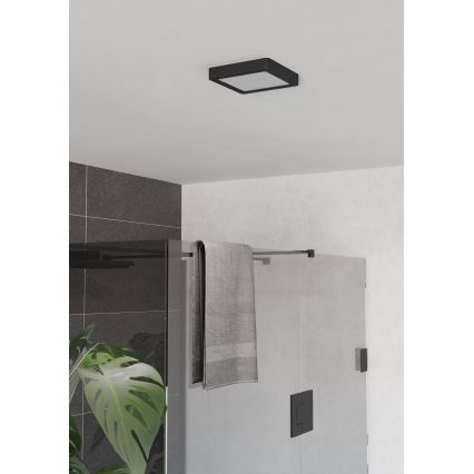Eglo - Plafonnier LED pour salle de bains, 7 W, 230 V, 15 x 15 cm, IP44, noir
