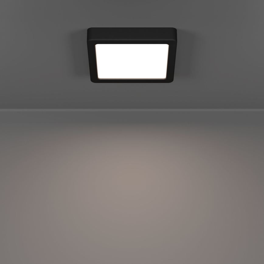 Eglo - Plafonnier LED pour salle de bains, 7 W, 230 V, 15 x 15 cm, IP44, noir