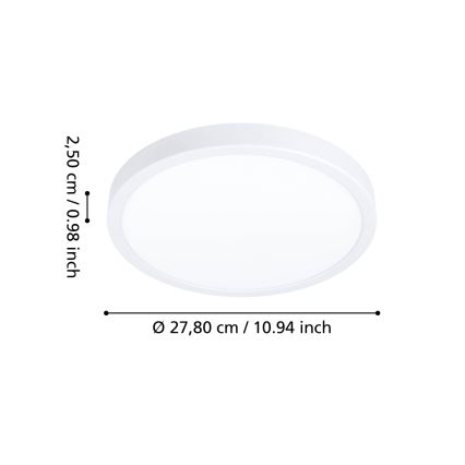 Eglo - Plafonnier LED pour salle de bains, 14,2 W, 230 V, Ø 27,8 cm, IP44, blanc