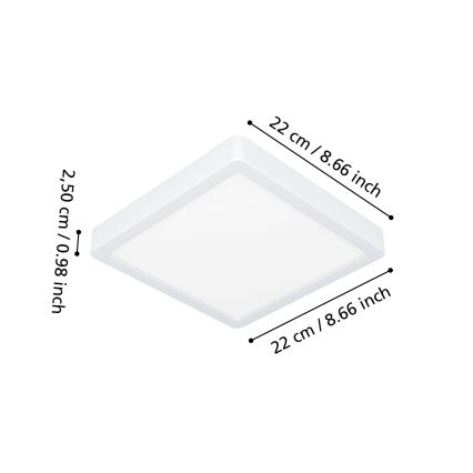Eglo - Plafonnier LED pour salle de bains LED/10,5W/230V 2700/4000/6500K 22x22 cm IP44 blanc