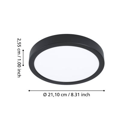 Eglo - Plafonnier de salle de bains LED RGBW dimmable, 11,2 W / 230 V, 2700–6500 K, Ø 21,1 cm, IP44, noir
