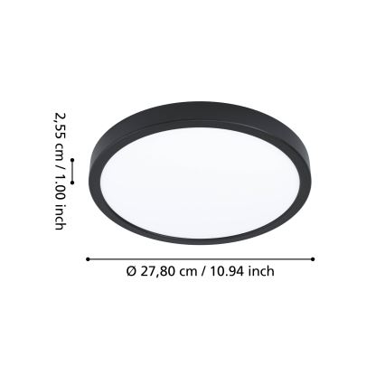 Eglo - Plafonnier de salle de bains LED RGBW dimmable LED/14,3W/230V 2700–6500K Ø 27,8 cm IP44 noir