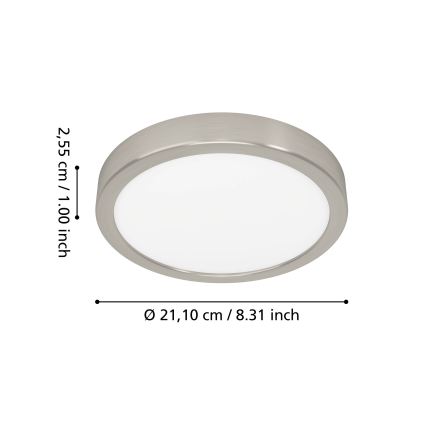 Eglo - Plafonnier LED RGBW dimmable pour salle de bains, 11,2 W, 230 V, 2700-6500K, Ø 21,1 cm, IP44, chrome mat