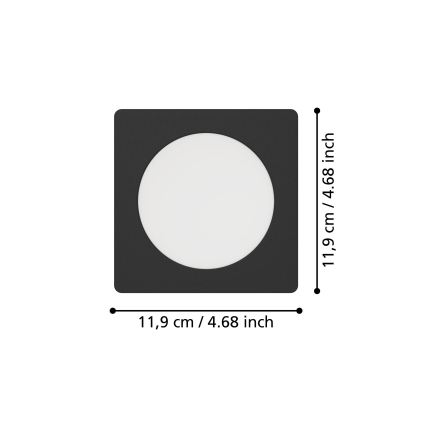 Eglo - Plafonnier encastré LED/6,3W/230V 2700/4000/6500K 11,9x11,9 cm noir