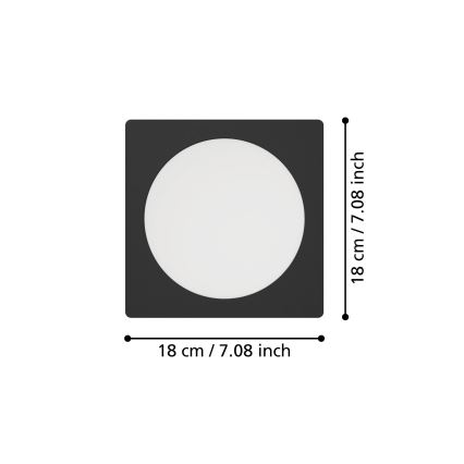 Eglo - LED Luminaire encastré LED/10,5W/230V 2700/4000/6500K 16,6x16,6 cm noir