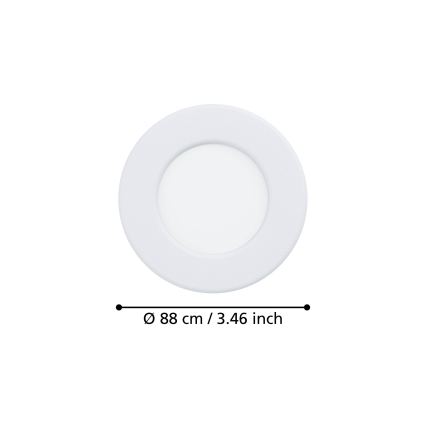 Eglo - Spot encastré LED, 3,7 W, 230 V, 3 températures de couleur 2700/4000/6500 K, Ø 8,8 cm, blanc