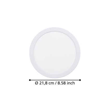 Eglo - Plafonnier encastré LED/18,5W/230V 2700/4000/6500K Ø 21,6 cm blanc