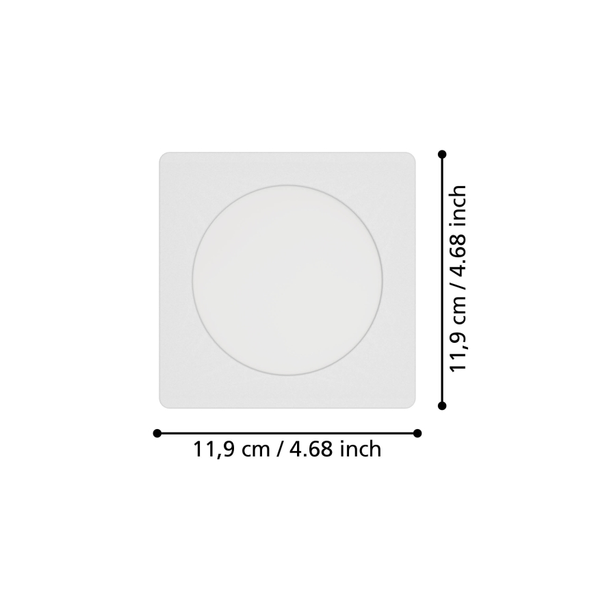 Eglo - Luminaire encastré LED 6,3 W, 230 V, 2700/4000/6500 K, 11,9 x 11,9 cm, blanc