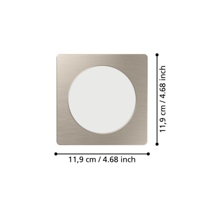 Eglo - Plafonnier encastré LED 6,3 W, 230 V, 2700/4000/6500 K, 11,9 x 11,9 cm, chrome mat