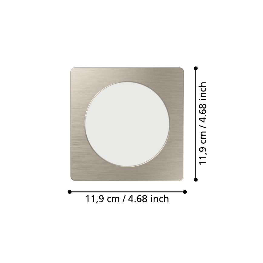 Eglo - Plafonnier encastré LED 6,3 W, 230 V, 2700/4000/6500 K, 11,9 x 11,9 cm, chrome mat