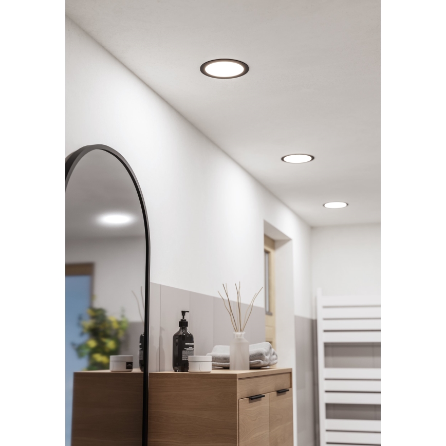 Eglo - Plafonnier encastré LED pour salle de bains LED/10,5W/230V 2700/4000/6500K Ø 16,8 cm IP44 noir