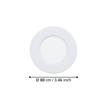 Eglo - Plafonnier encastré LED pour salle de bains LED/3,7W/230V 2700/4000/6500K Ø 8,8 cm IP44 blanc