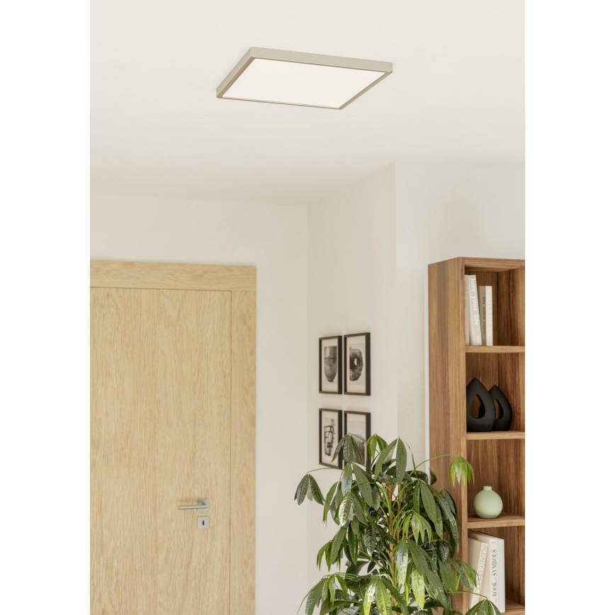 Eglo - Plafonnier de salle de bains LED RGBW dimmable, 17,8 W, 230 V, 2700–6500 K, 39 x 39 cm, IP44, chrome mat