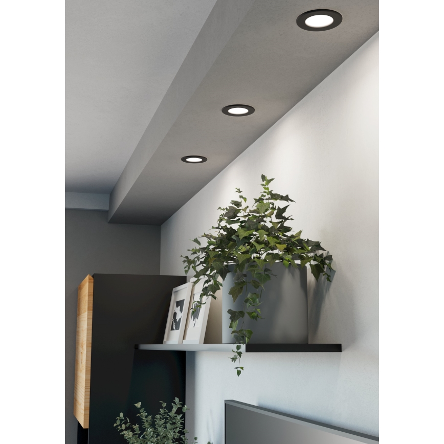 Eglo - Lot de 3 spots LED RGBW encastrables pour salle de bains, dimmables, LED 2,8 W, 230 V, 2700–6500 K, Ø 8,8 cm, IP44, noir