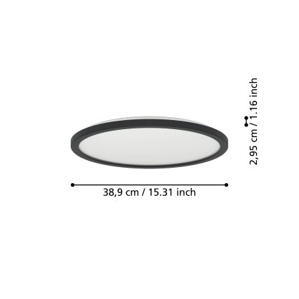 Eglo - Plafonnier salle de bain LED/18,5W/230V 2700K/4000K/6500K d. 38,9 cm IP44 noir
