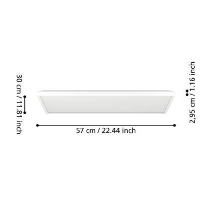 Eglo - Plafonnier extérieur LED/17,2W/230V 2700/4000/6500K 30x57 cm IP44 blanc