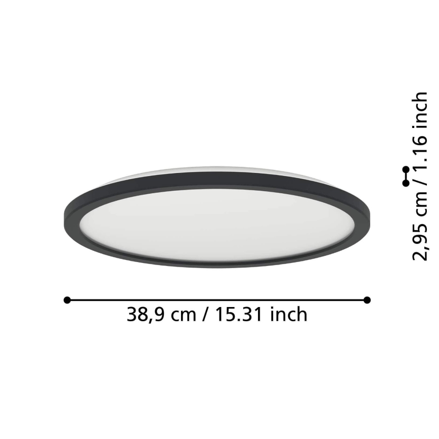 Eglo - Plafonnier extérieur à intensité variable LED/18,5W/230V 2700-6500K d. 38,9 cm IP44 noir + télécommande