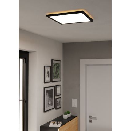 Eglo - Plafonnier extérieur à intensité variable LED/17,6W/230V 2700-6500K 39x39 cm IP44 noir + télécommande