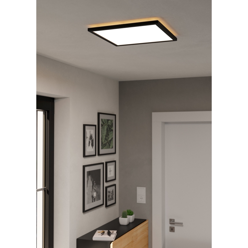 Eglo - Plafonnier extérieur à intensité variable LED/17,6W/230V 2700-6500K 39x39 cm IP44 noir + télécommande