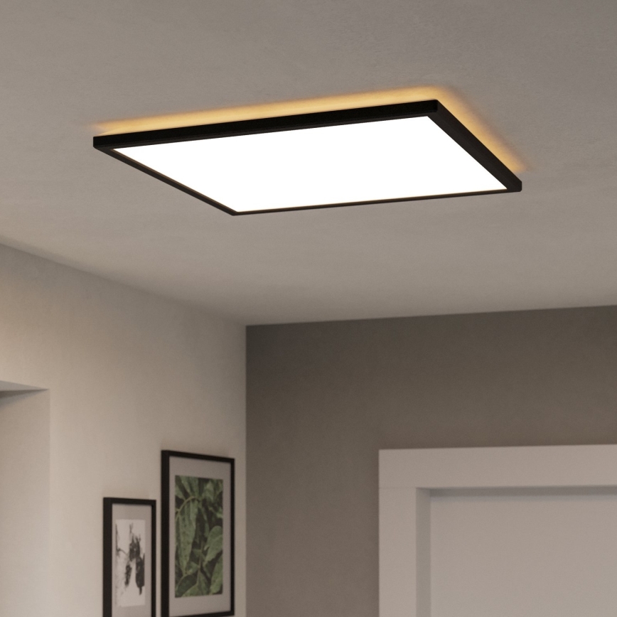 Eglo 901457 - Plafonnier extérieur à intensité variable LED/17W/230V 2700-6500K 50x50 cm IP44 noir + télécommande