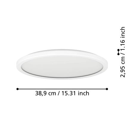 Eglo - Plafonnier extérieur à intensité variable LED/18,5W/230V 2700-6500K d. 38,9 cm IP44 blanc + télécommande