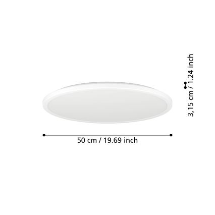 Eglo - Plafonnier extérieur à intensité variable LED/16,8W/230V 2700-6500K d. 50 cm IP44 blanc + télécommande