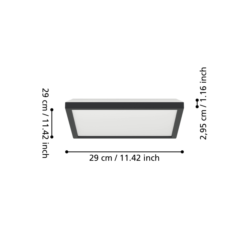 Eglo - Plafonnier extérieur RGBW à intensité variable LED/13,4W/230V 2700-6500K 29x29 cm IP44 noir