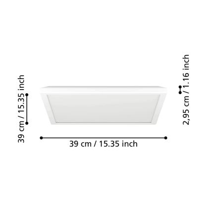 Eglo - Plafonnier extérieur RGBW à intensité variable LED/17,6W/230V 2700-6500K 39x39 cm IP44 blanc ZigBee