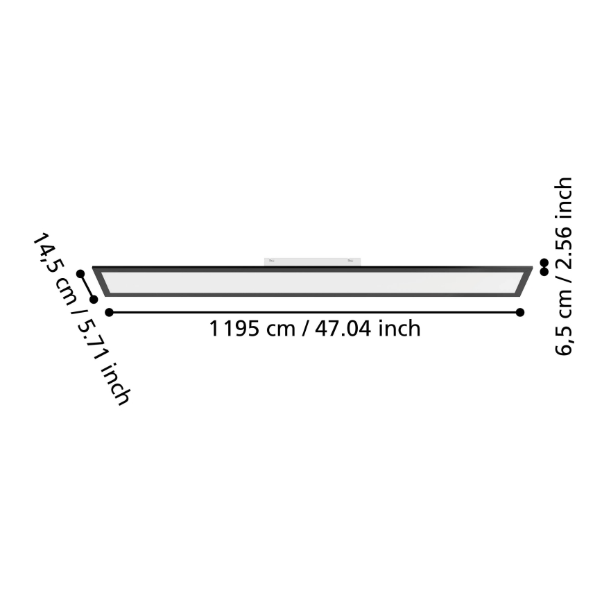 Eglo - Panneau LED en saillie, 28 W, 230 V, 2700/4000/6500 K, 120 x 15 cm, noir