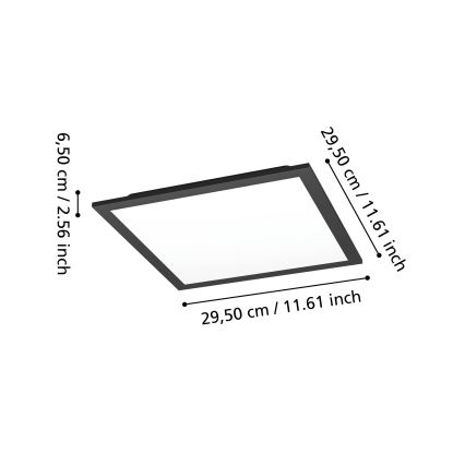 Eglo - Plafonnier LED RGBW dimmable LED/14W/230V 2700-6500K 30x30 cm noir