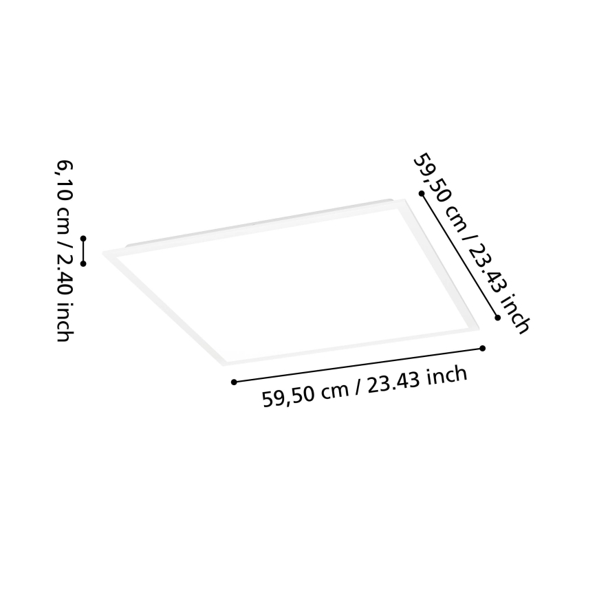 Eglo - Panneau LED RGBW à intensité variable en saillie 33 W 230 V 2700–6500 K 60 x 60 cm blanc