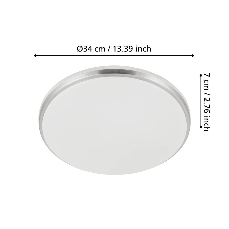 Eglo - Plafonnier LED pour salle de bains, 18 W, 230 V, 3000/4000/6500 K, IP54, chrome mat