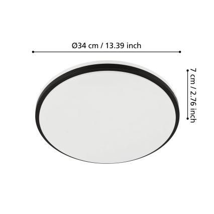 Eglo - Plafonnier LED pour salle de bains LED/18W/230V 3000/4000/6500K IP54 noir