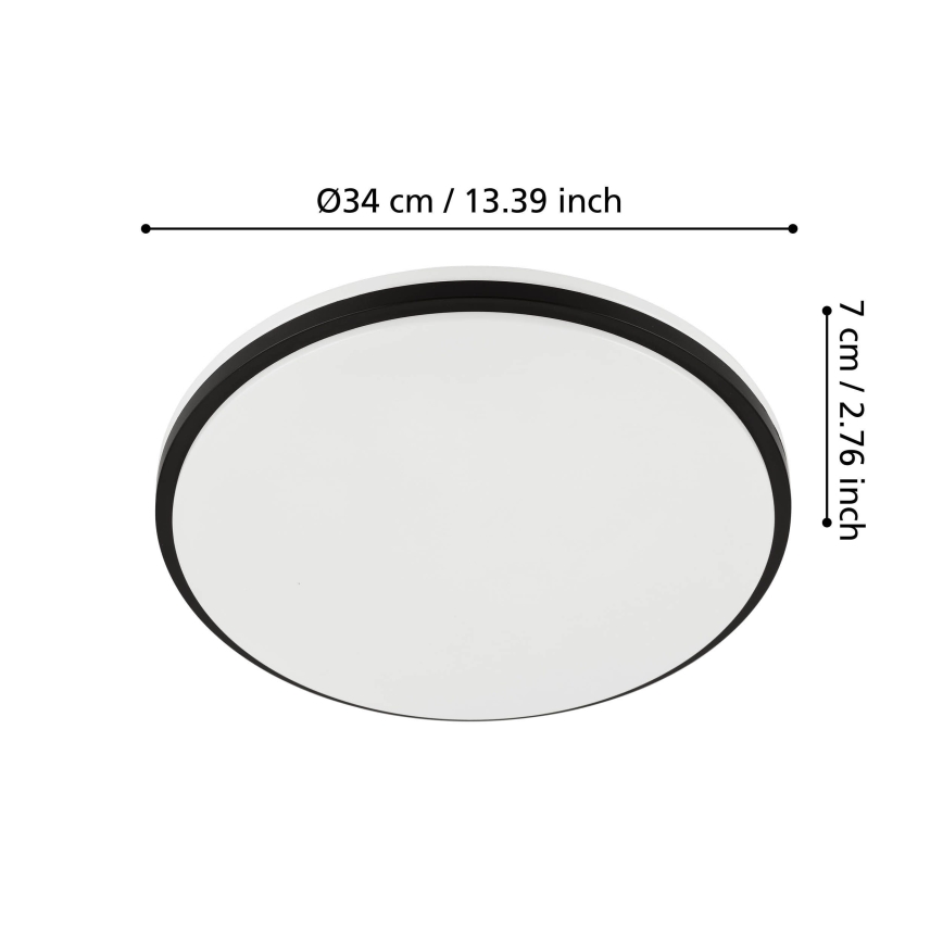 Eglo - Plafonnier LED pour salle de bains LED/18W/230V 3000/4000/6500K IP54 noir