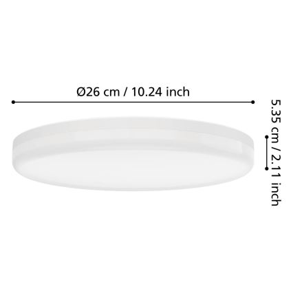 Eglo - Plafonnier LED pour salle de bains LED/16,5W/230V 2700/4000/6500K Ø 26 cm IP54 blanc