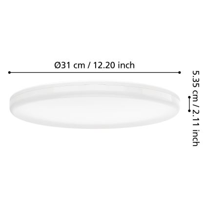 Eglo - Plafonnier LED pour salle de bains LED/20W/230V 2700/4000/6500K Ø 31 cm IP54 blanc