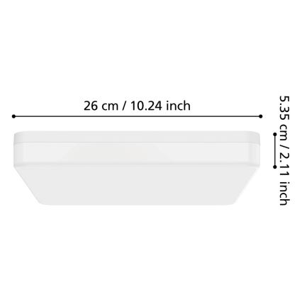 Eglo - Plafonnier LED pour salle de bains LED/16,5W/230V 2700/4000/6500K 26x26 cm IP54 blanc