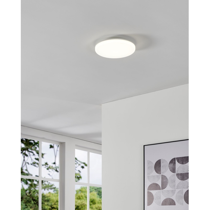 Eglo - Plafonnier LED pour salle de bains avec capteur de mouvement, 20 W, 230 V, 2700/4000/6500 K, Ø 31 cm, IP54, blanc