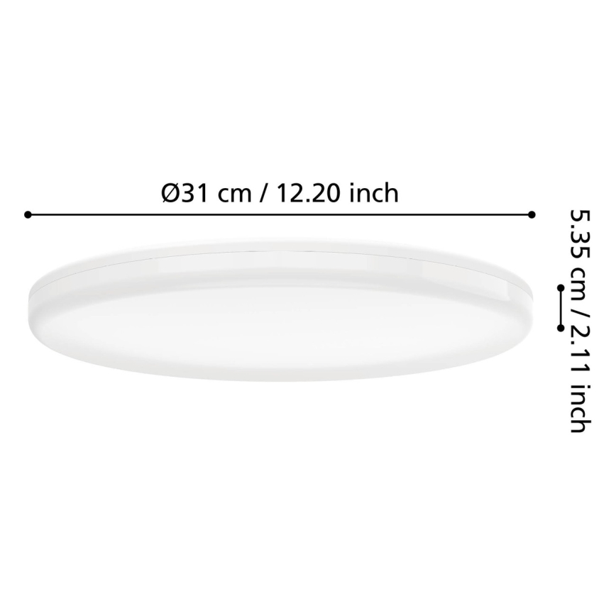 Eglo - Plafonnier LED pour salle de bains avec capteur de mouvement, 20 W, 230 V, 2700/4000/6500 K, Ø 31 cm, IP54, blanc