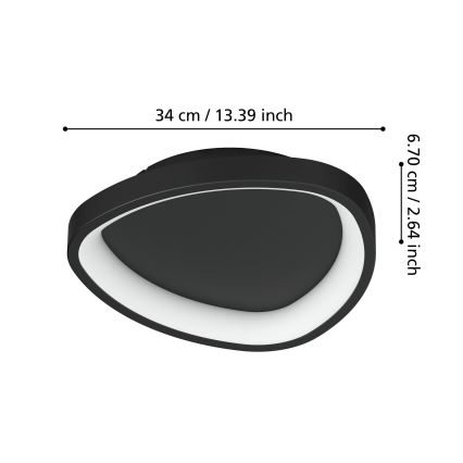 Eglo - Plafonnier à intensité variable LED/12W/230V 2700-6500K noir + télécommande