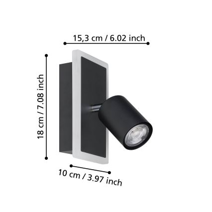 Eglo - Spot mural LED/7W/230V noir