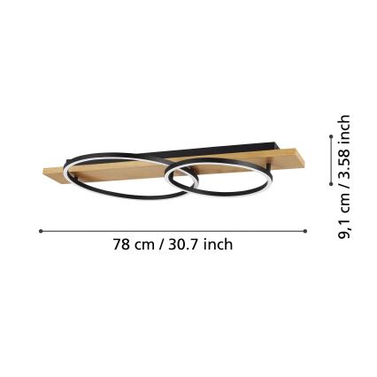 Eglo - Plafonnier 2xLED/12W/230V 3000K beige/noir