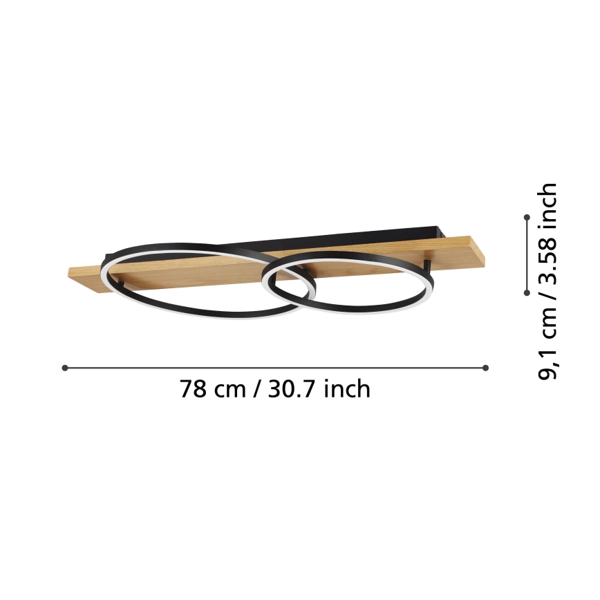 Eglo - Plafonnier 2xLED/12W/230V 3000K beige/noir