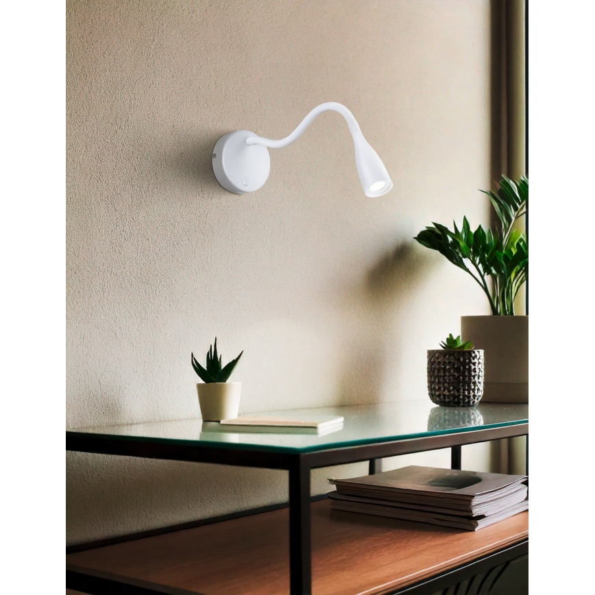 Eglo - Applique murale LED flexible avec port USB, 3,8 W, 230 V, blanc