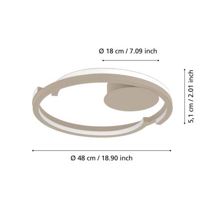 Eglo - Plafonnier LED dimmable 2xLED/20W/230V 2700–6500K Ø 48 cm beige + télécommande