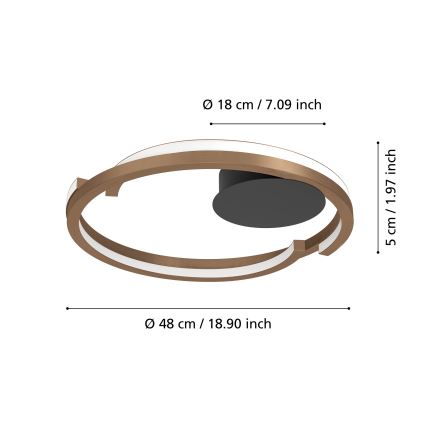 Eglo - Plafonnier LED dimmable 2xLED/20W/230V 2700-6500K Ø 48 cm bronze + télécommande