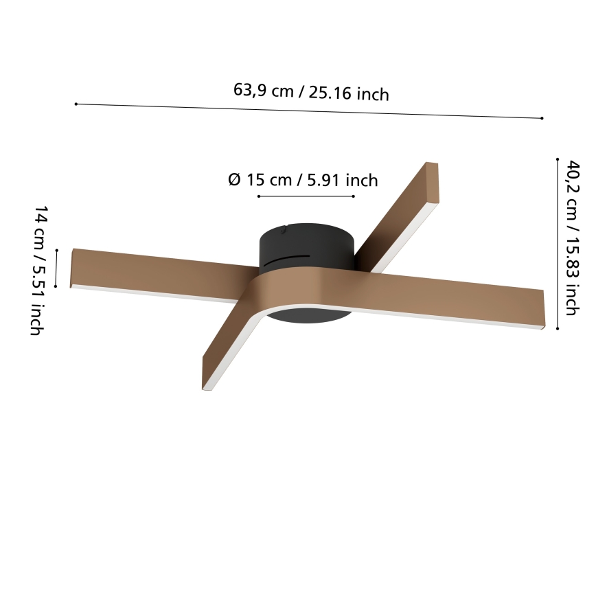 Eglo - Plafonnier LED RGBW dimmable 2xLED/18W/230V 2700-6500K cuivré/noir