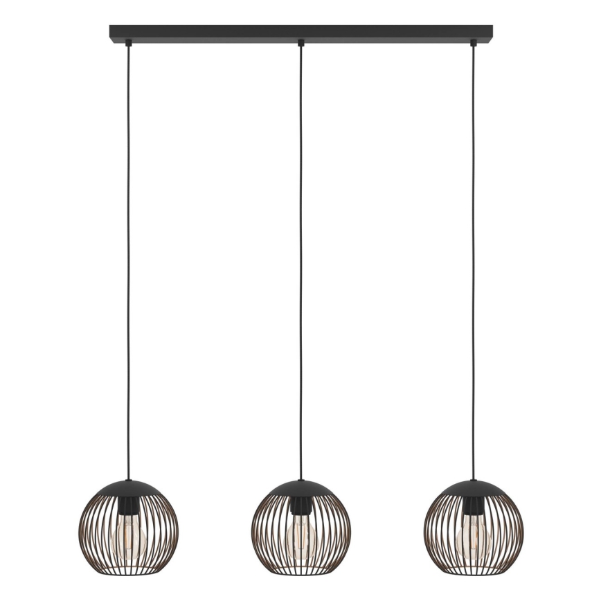 Eglo - Suspension sur câble 3xE27/60W/230V noire